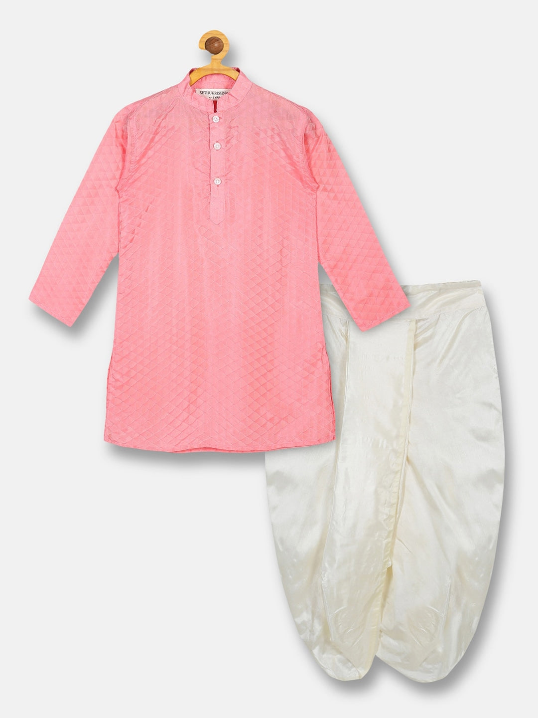 Sethukrishna Boys Pink Kurti with Pyjamas - Distacart