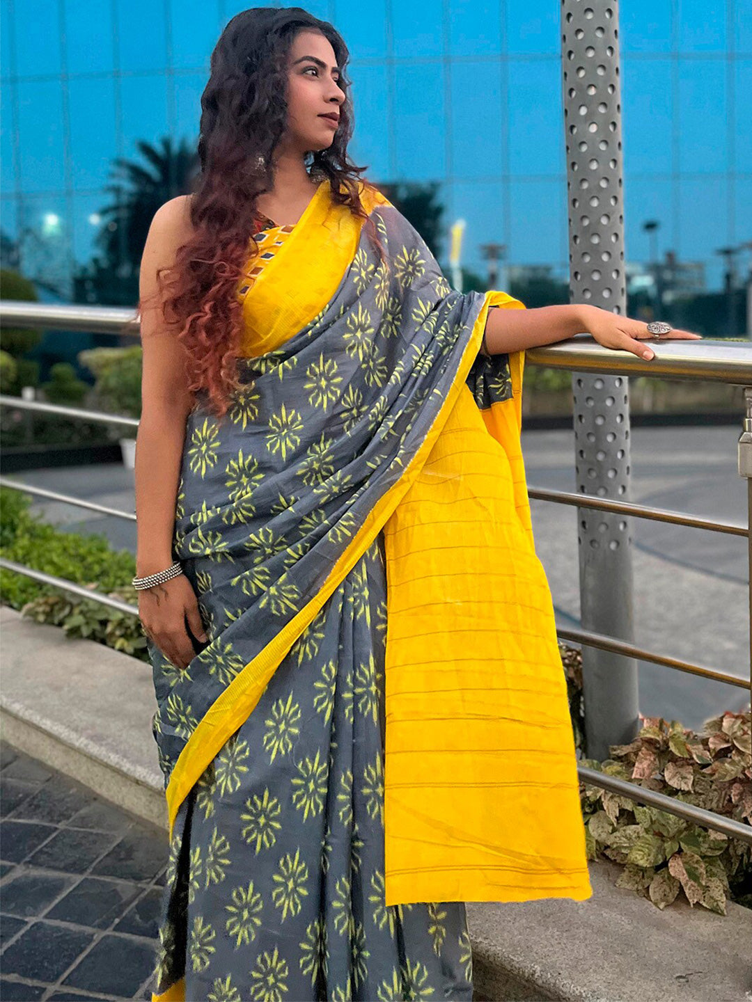 Kalini Ethnic Motifs Printed Pure Cotton Bagh Saree - Distacart