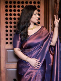Thumbnail for Kalini Woven Design Zari Silk Blend Banarasi Saree - Distacart
