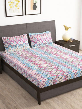 Story@home Tango Pink & White Printed 240 TC King Bedsheet with 2 Pillow Covers - Distacart