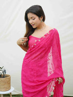 Thumbnail for Mitera Floral Embroidered Pure Georgette Saree - Distacart