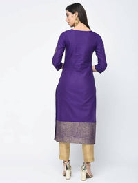 Thumbnail for Aniyah Cotton Foil Printed Purple Straight Kurta (AN-134K)