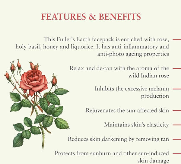 Just Herbs Petalsoft Anti-Tan Rose Face Pack - Distacart
