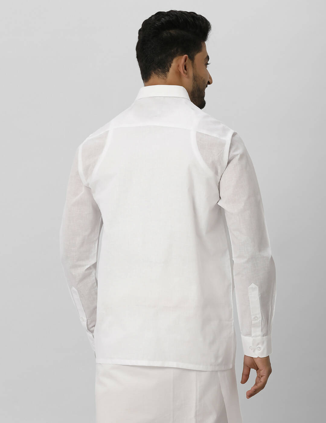 Ramraj Cotton Mens Full Sleeve Formal Poly Cotton White Shirt