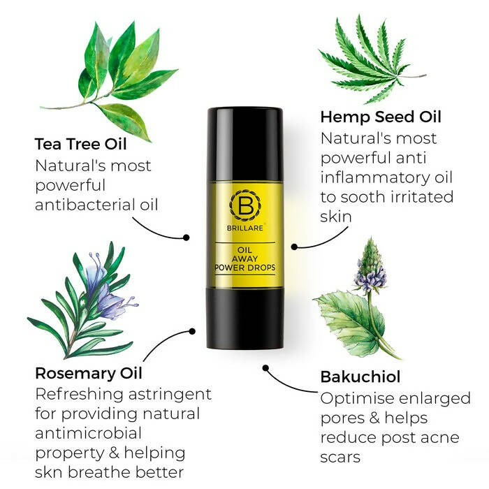 Brillare Oil Away Power Drops Natural Face Serum - Distacart
