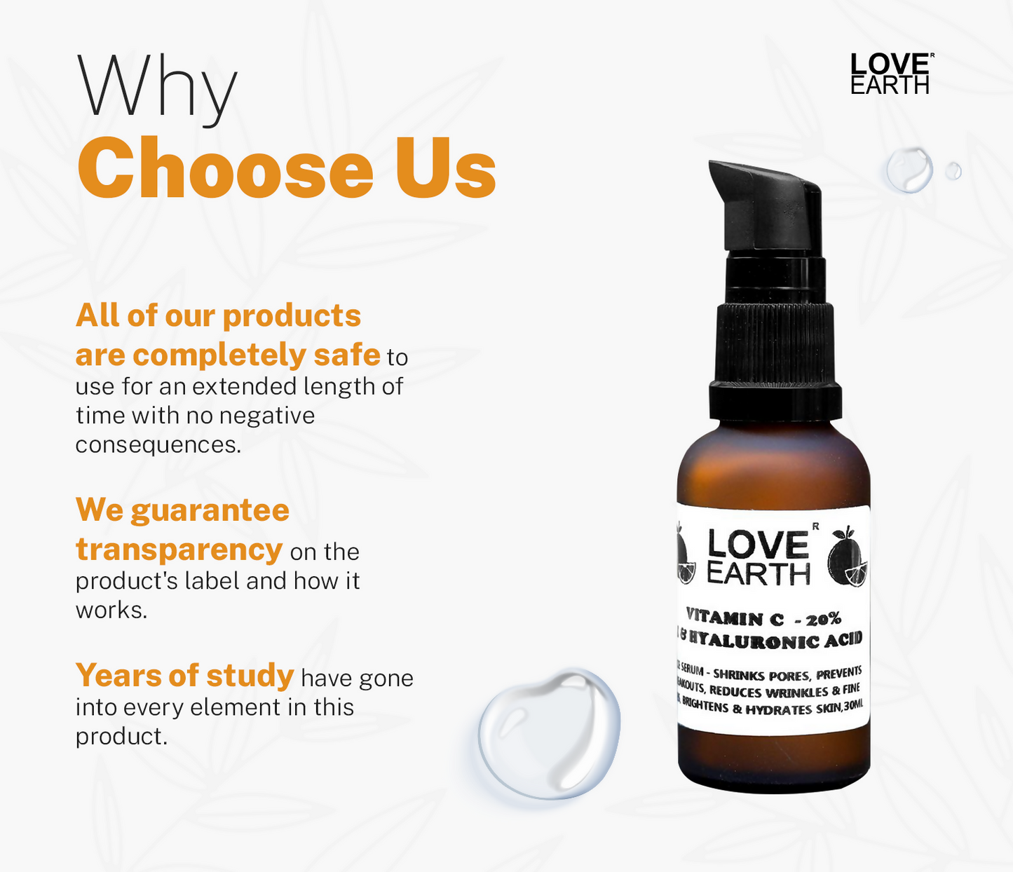 Love Earth Vitamin C 20%, E & Hydraulic Acid – Face Serum - Distacart