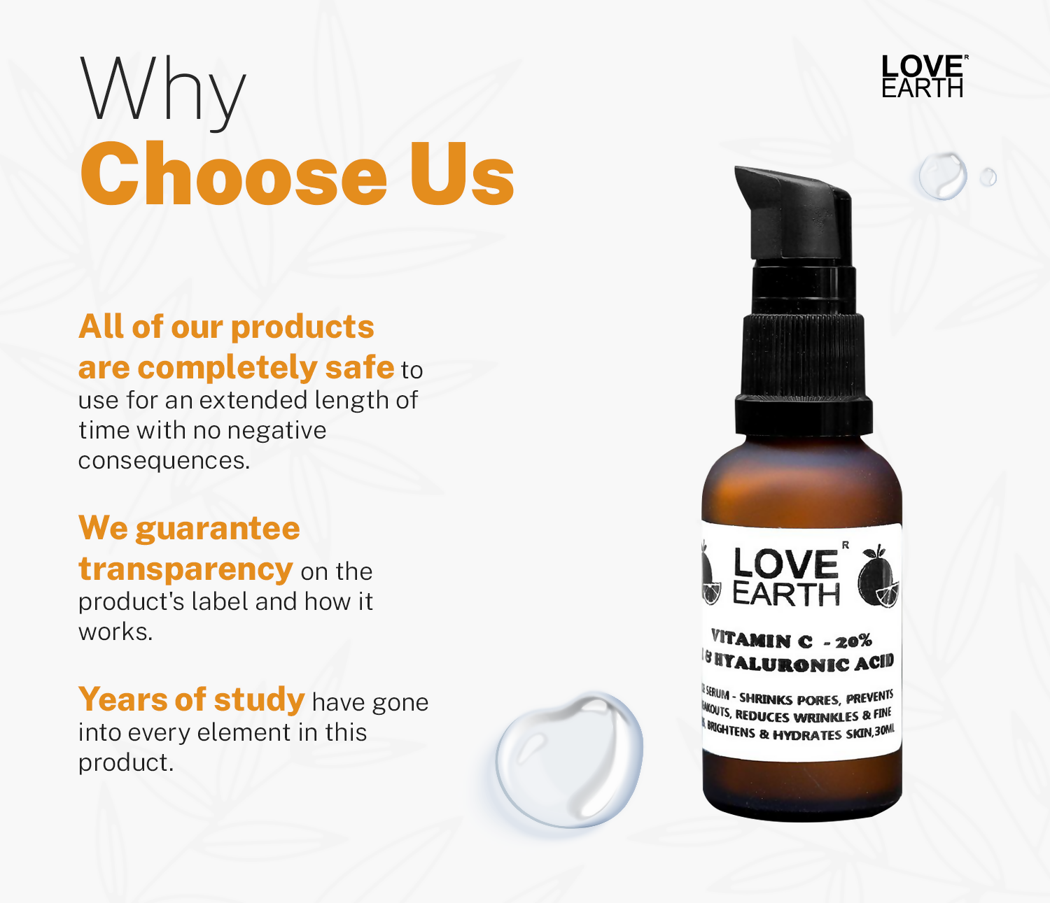 Love Earth Vitamin C 20%, E & Hydraulic Acid – Face Serum - Distacart