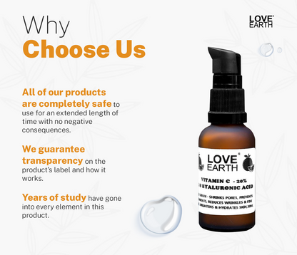 Love Earth Vitamin C 20%, E & Hydraulic Acid – Face Serum - Distacart