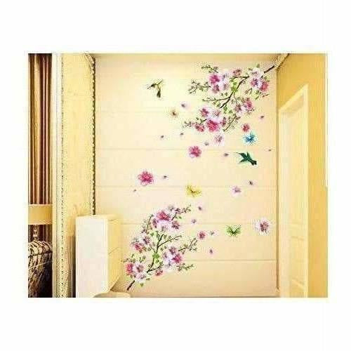 Decals Design 'Flowers Branch' Wall Sticker (PVC Vinyl, 60 cm x 90 cm),Multicolor - Distacart
