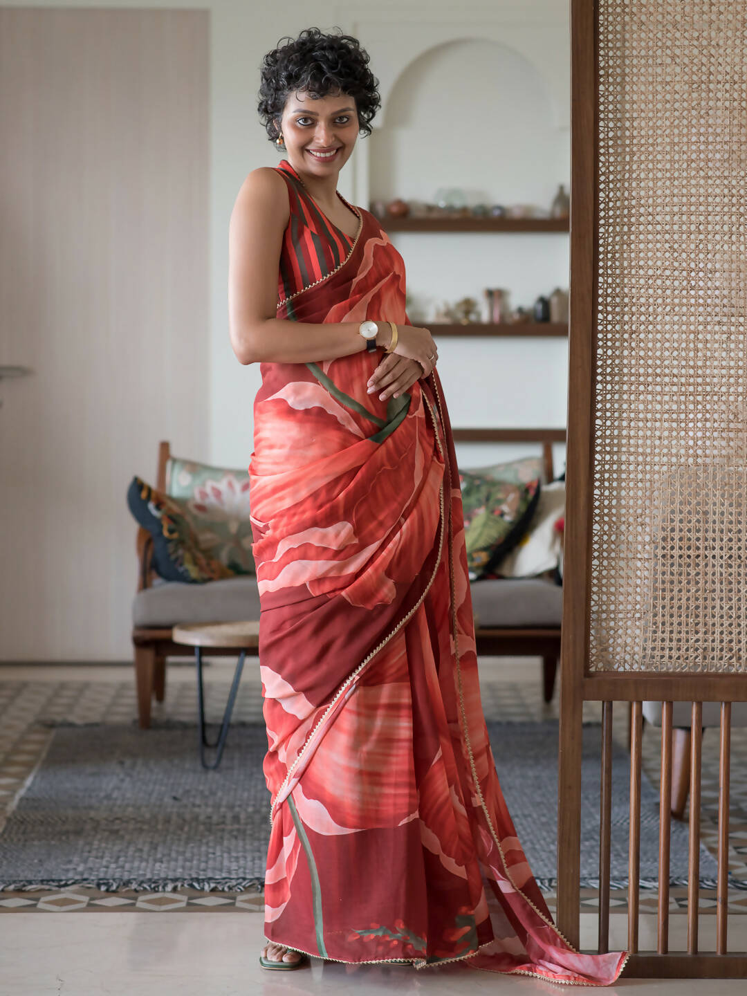 Suta Maroon Floral Pure Cotton Saree - Distacart