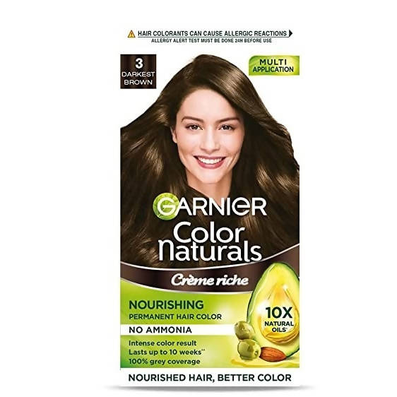 Garnier Color Naturals Creme Riche Hair Color, Shade 3 Darkest Brown - Distacart
