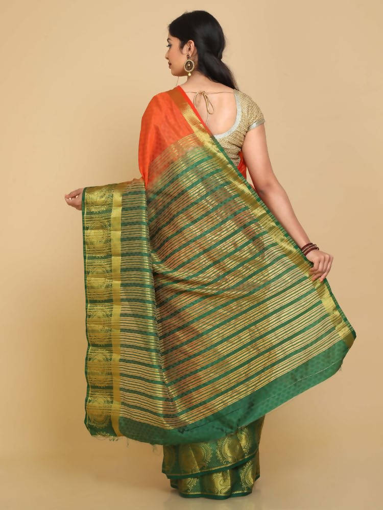 Kalamandir Floral Orange Pashmina Saree