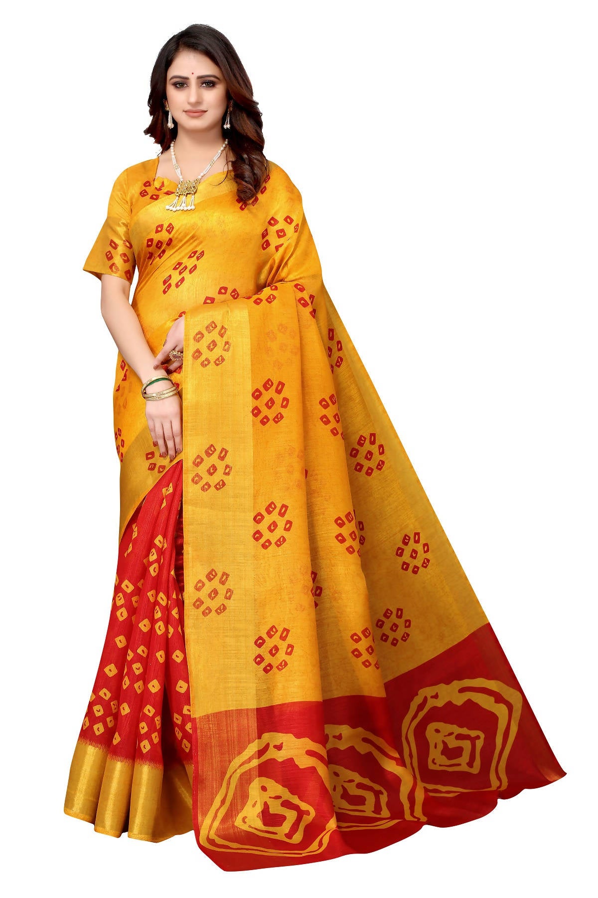 Vamika Ethnic Fire Red Jari Border Linen Saree - Distacart