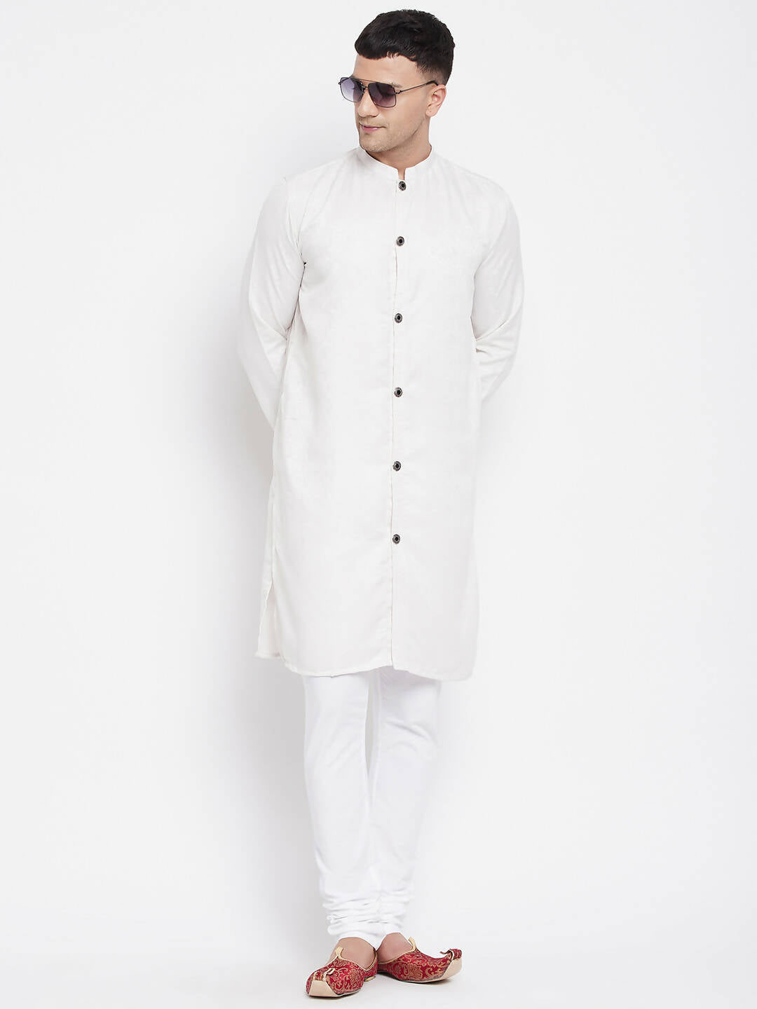 Even Apparels White Rayon Men's Sherwani Kurta With Open Front - Distacart