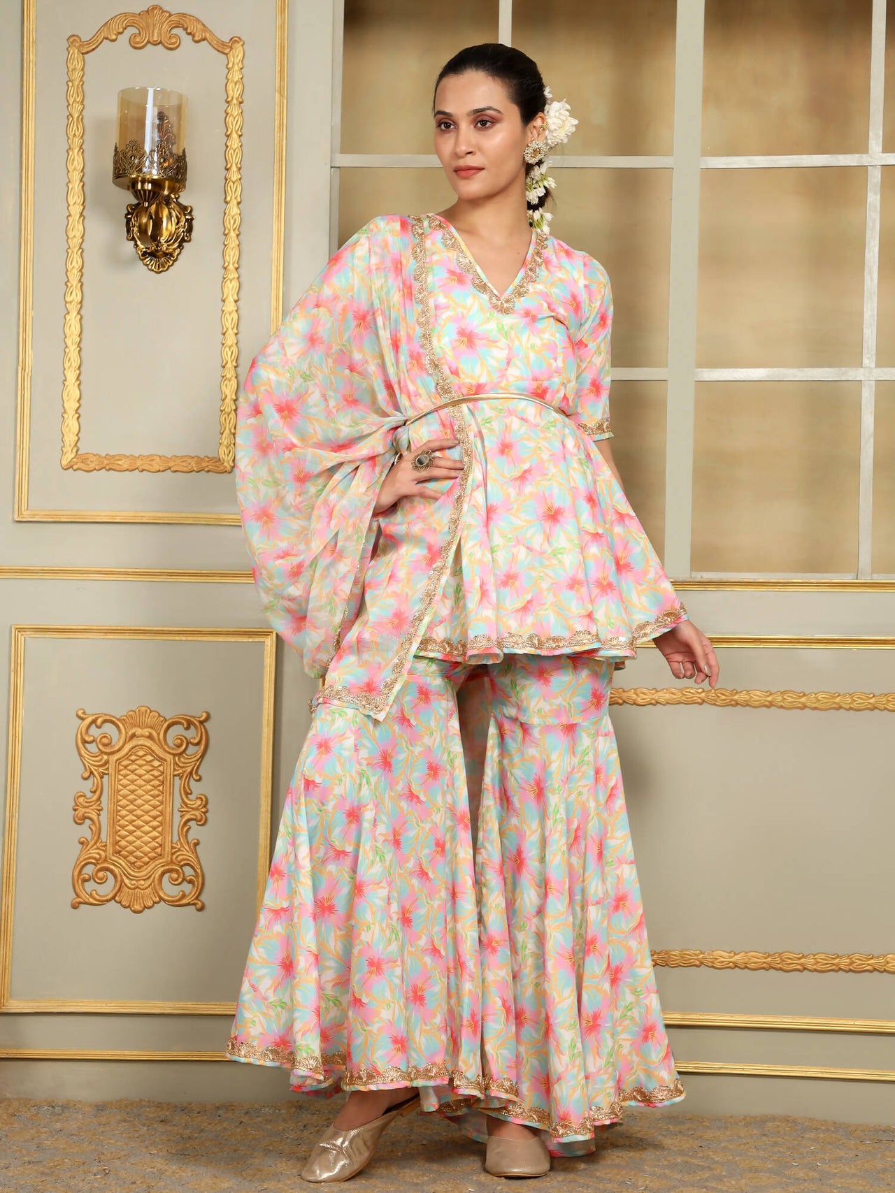 Pomcha Jaipur Pink Saadgi Gulistan Sharara Set - Distacart