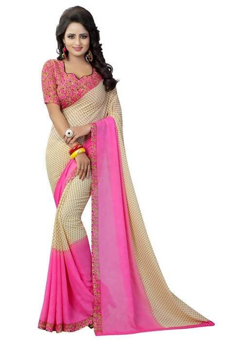 Vamika Pink Georgette Printed Contemporary Saree (PADING PINK)