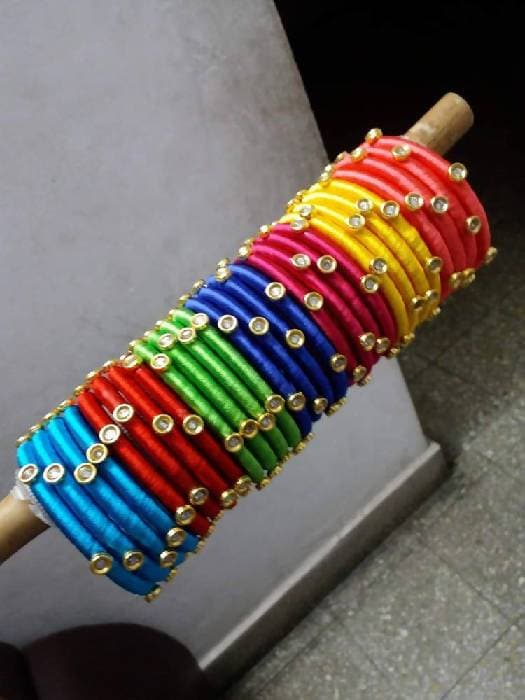Seven colors Silk Threaded Bangles sets
