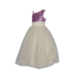 Thumbnail for Asmaani Baby Girl's Beige Color Satin A-Line Maxi Full Length Dress (AS-DRESS_22017) - Distacart