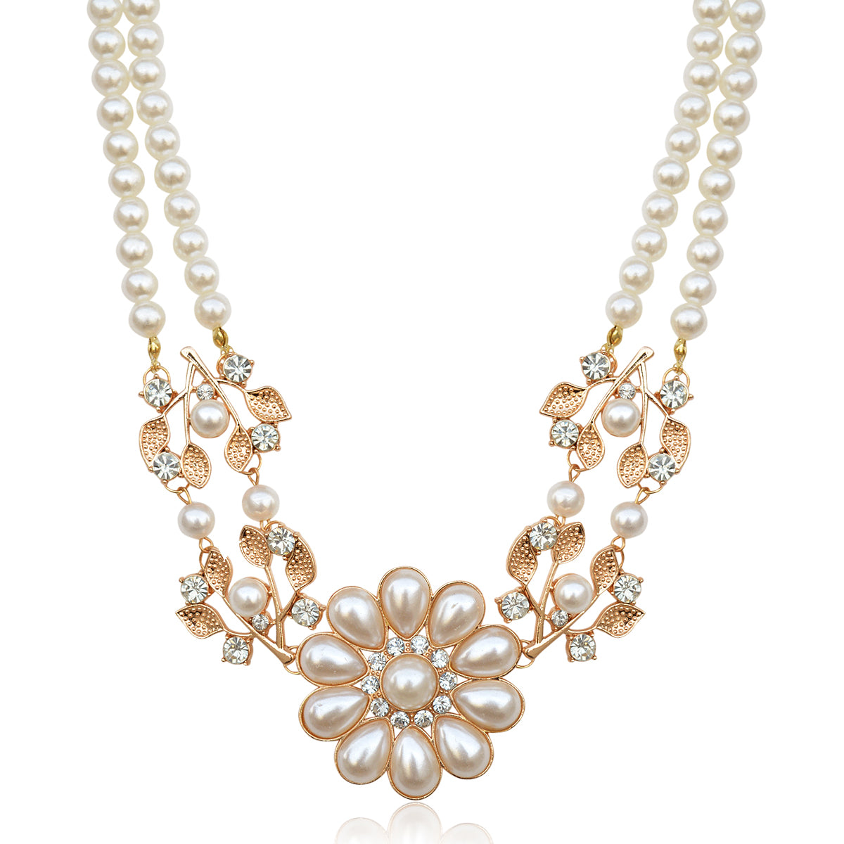 Gold-Toned Alloy Rhinestones Studded Necklace - The Pari - Distacart