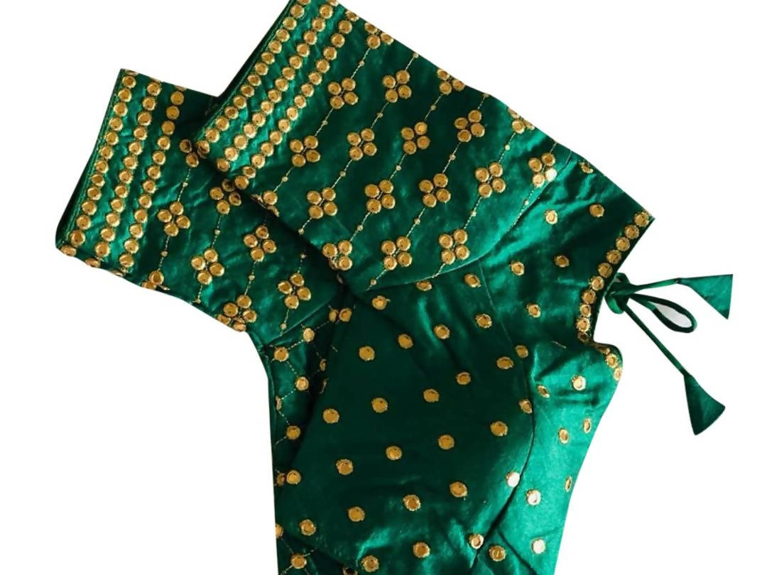 Vamika Green Banglori Silk Embroidery Blouse - Distacart