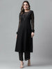 FIORRA Women's Black Poly Crepe A-Line Kurta Set - Distacart