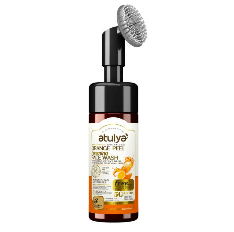 Atulya Orange Peel Foaming Face wash With In-Built Soft Face Brush - Distacart
