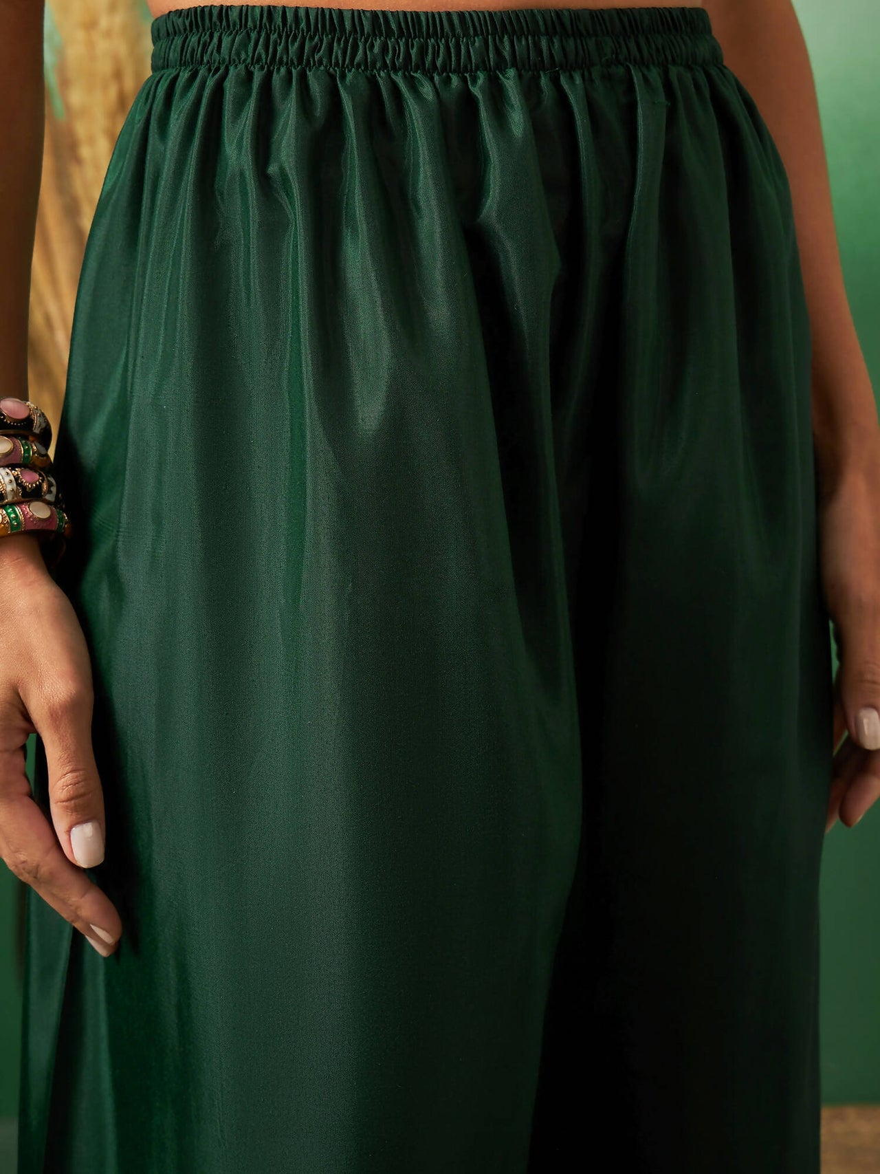 Green Georgette Handwork Unstitched Dress Material - Hanika - Distacart