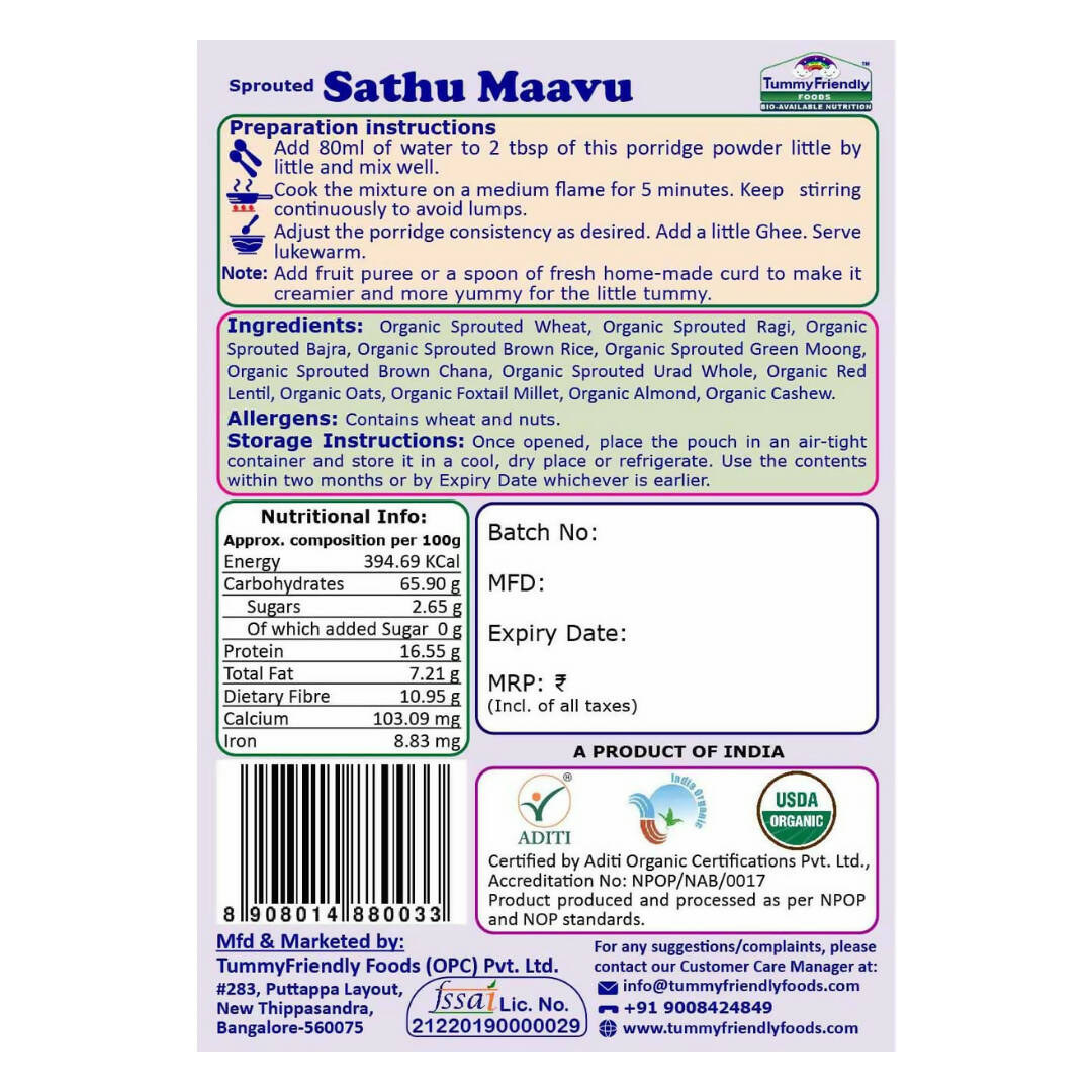 TummyFriendly Foods Organic Stage3 Sprouted Porridge Mixes Trial Packs Combo - Distacart