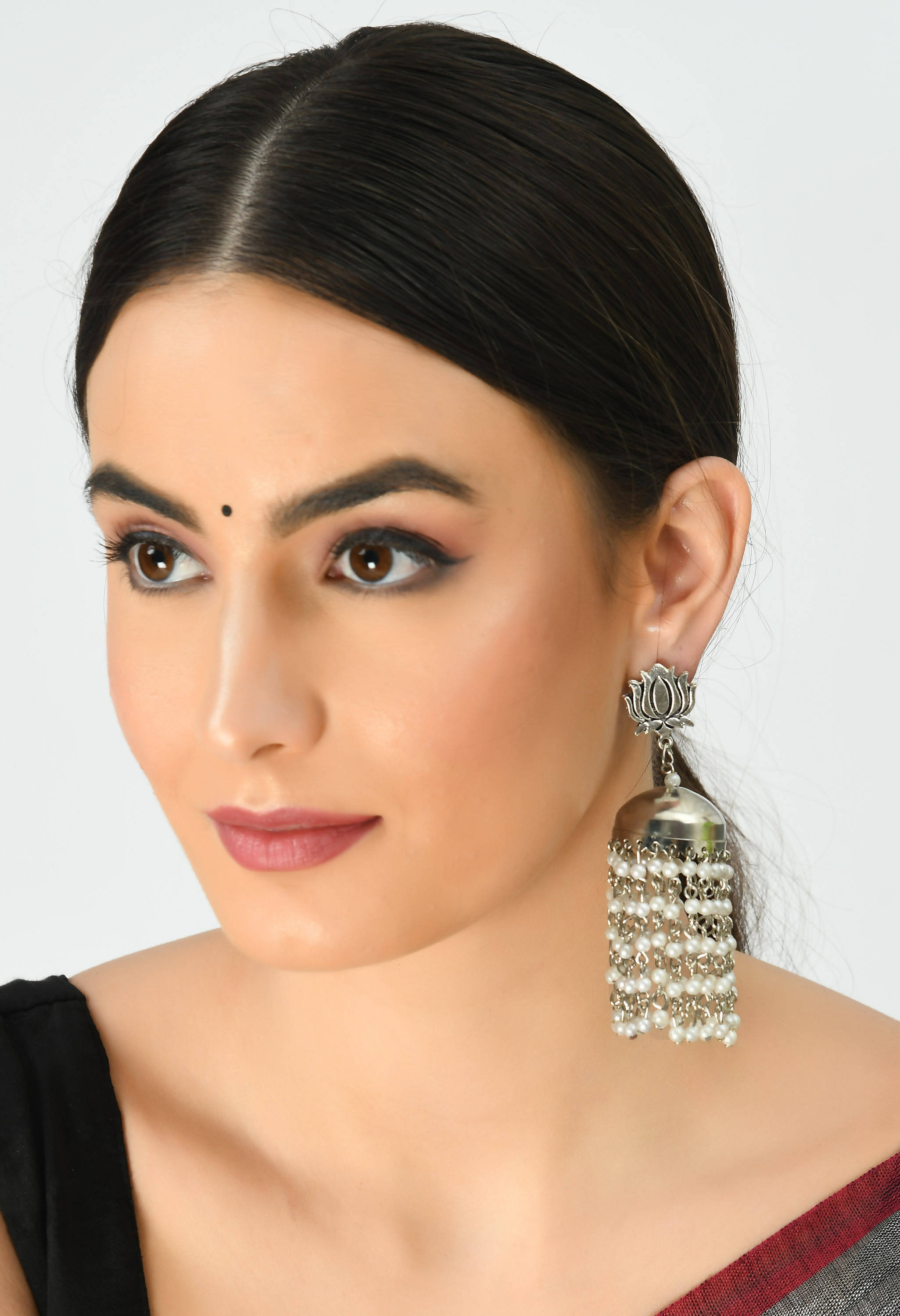 Mominos Fashion Johar Kamal Lotus Design Earrings With Pearls Jhumkas - Distacart