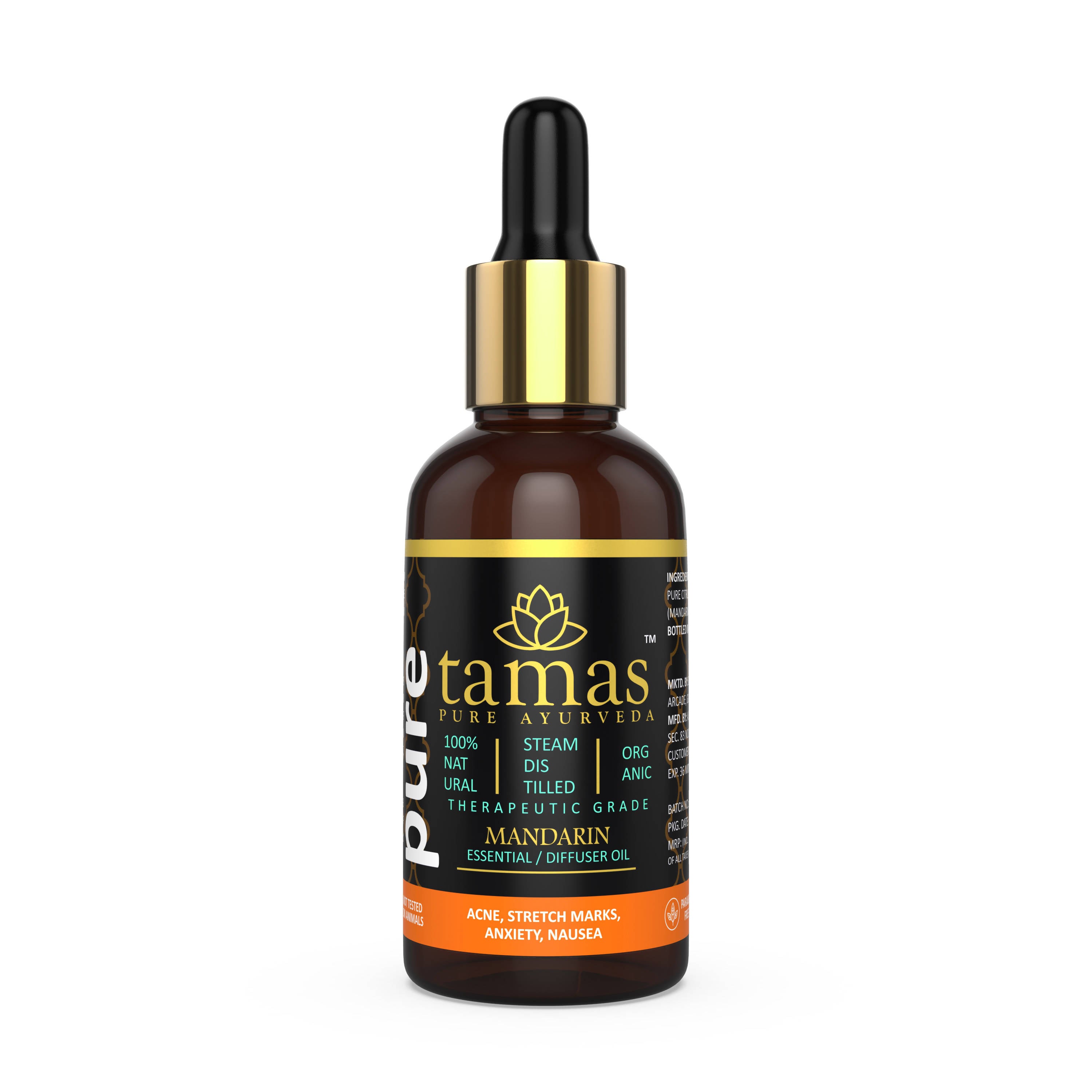 Tamas Pure Ayurveda 100% Organic Mandarin Essential Oil - USDA Certified Organic - Distacart