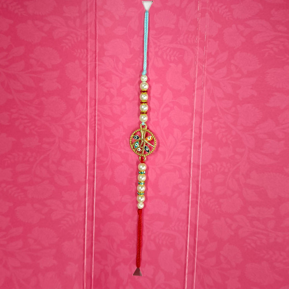 White Pearls Design Rakhi - Distacart