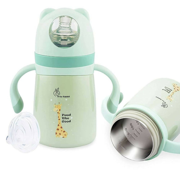 R for Rabbit Steebo Giffy Stainless Steel 2 in 1 Baby Spout Sipper Cup-Green(300ml) - Distacart