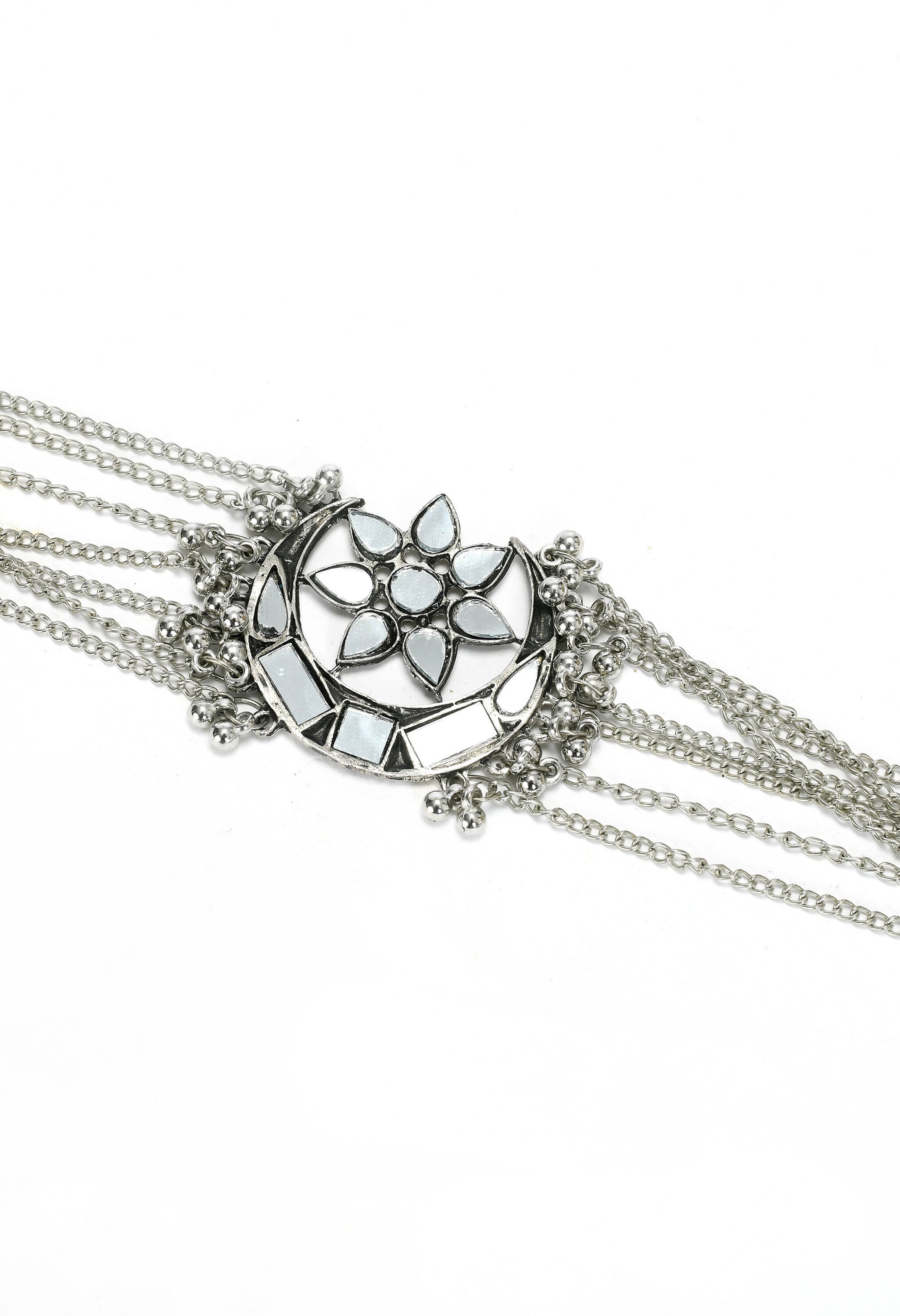 Mominos Fashion Johar Kamal Silver-Plated Brass Finish Mirror Work Choker For Women - Distacart