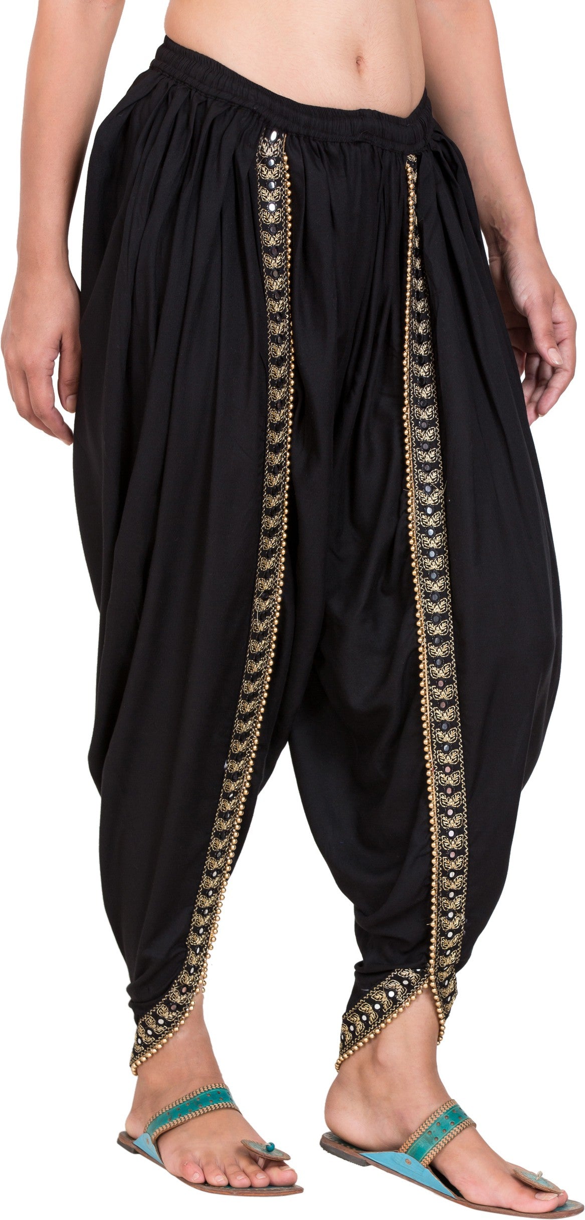 PAVONINE Black Color Embellished Beetel Rayon Fabric Patiala For Women & Girls - Distacart
