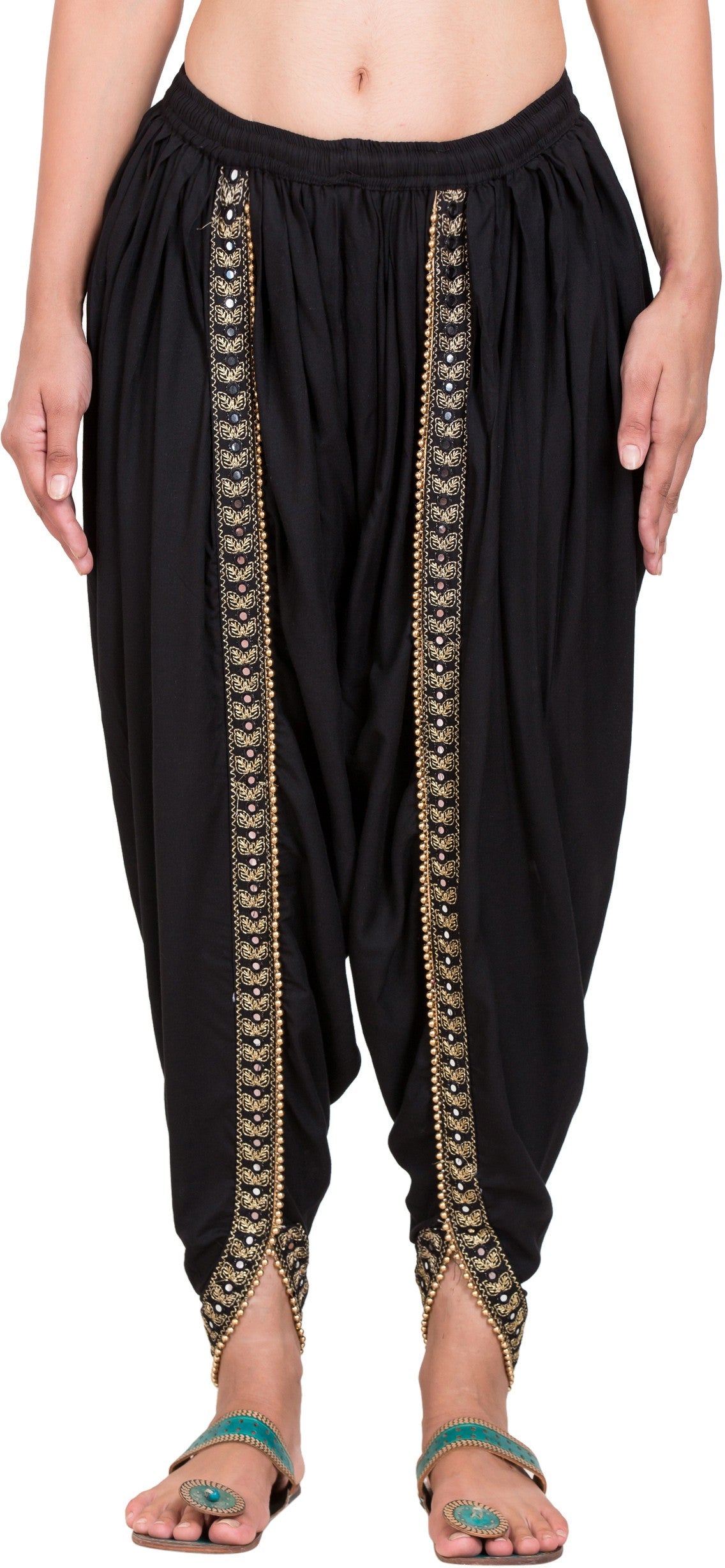 PAVONINE Black Color Embellished Beetel Rayon Fabric Patiala For Women & Girls - Distacart