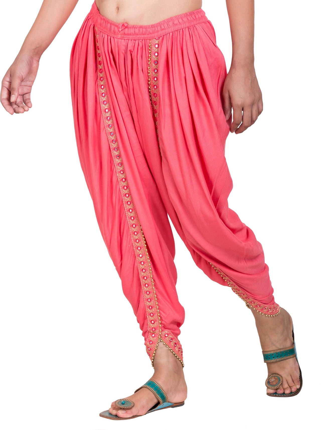PAVONINE Gajri Color Embellished Beetel Rayon Fabric Patiala For Women & Girls - Distacart
