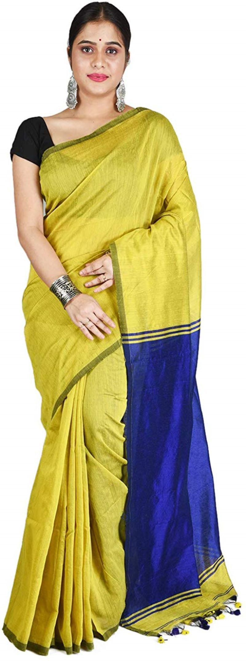 Desh Bidesh Women's Bengal Khadi Ghicha Handloom Cotton Silk Saree With Blouse Piece - Distacart
