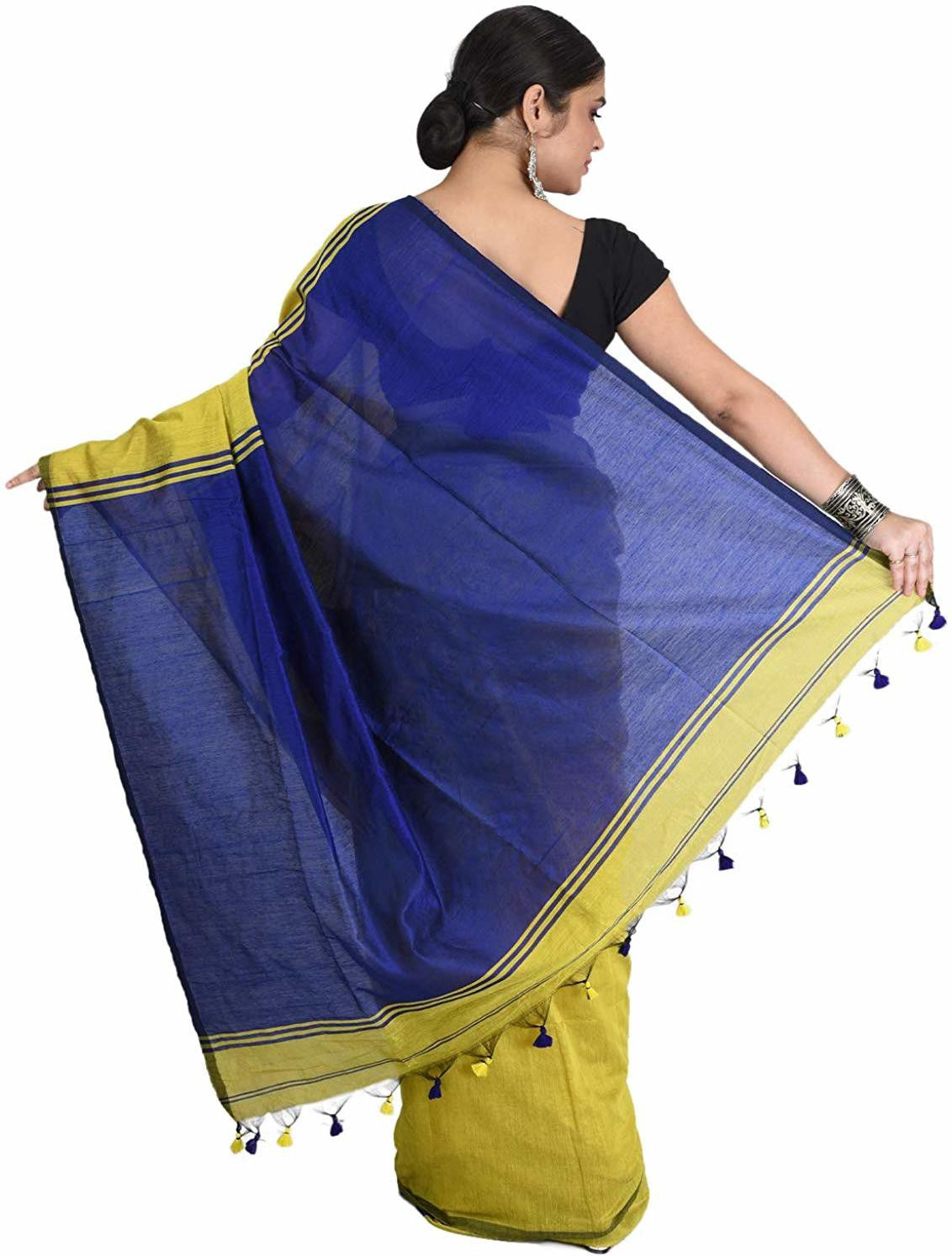 Desh Bidesh Women's Bengal Khadi Ghicha Handloom Cotton Silk Saree With Blouse Piece - Distacart