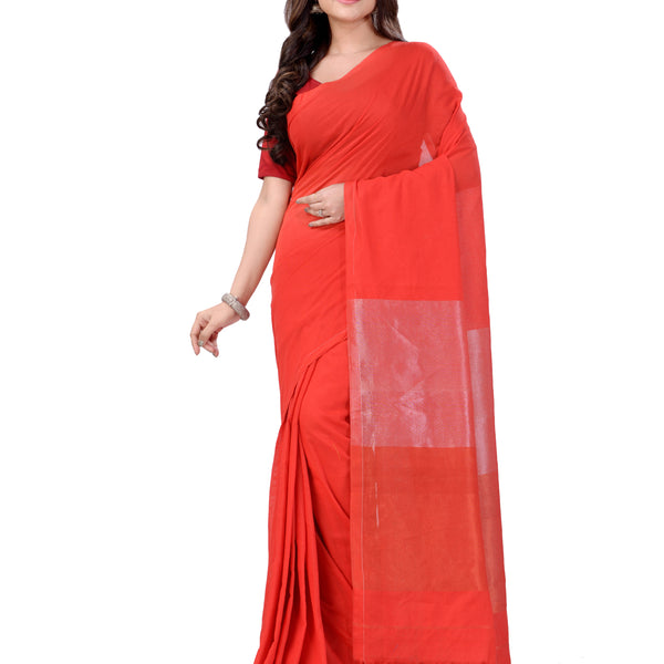 Desh Bidesh Woven Handloom Handloom Pure Cotton Saree (Red) - Distacart