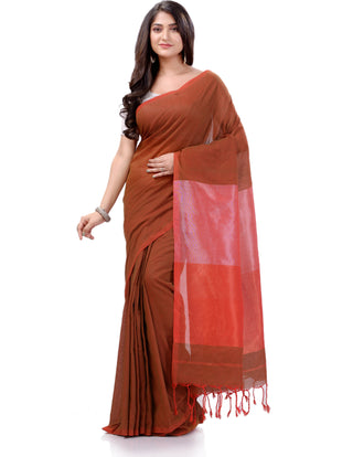 Desh Bidesh Woven Handloom Handloom Pure Cotton Saree (Maroon) - Distacart