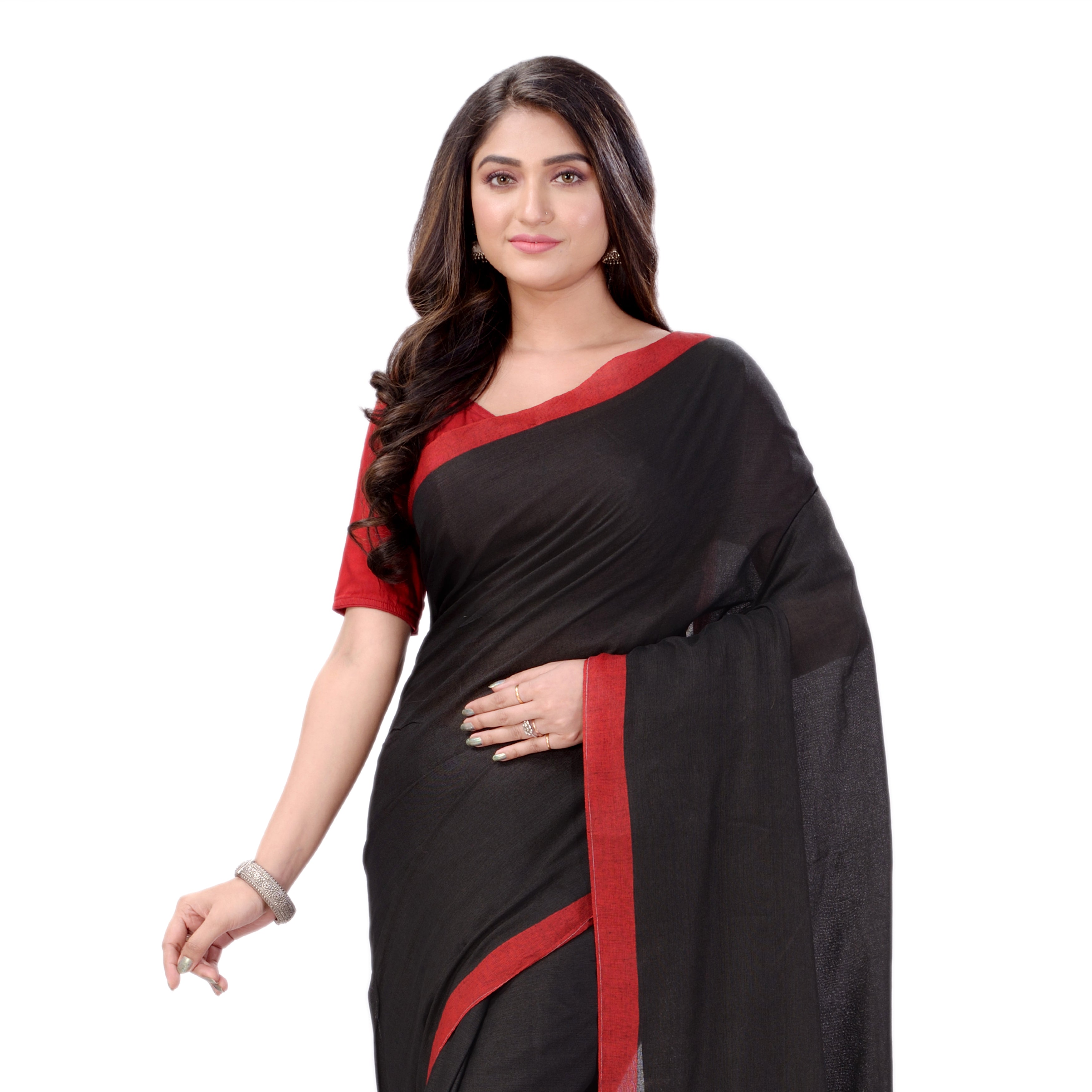 Desh Bidesh Woven Handloom Handloom Pure Cotton Saree (Black) - Distacart