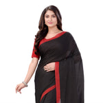 Thumbnail for Desh Bidesh Woven Handloom Handloom Pure Cotton Saree (Black) - Distacart