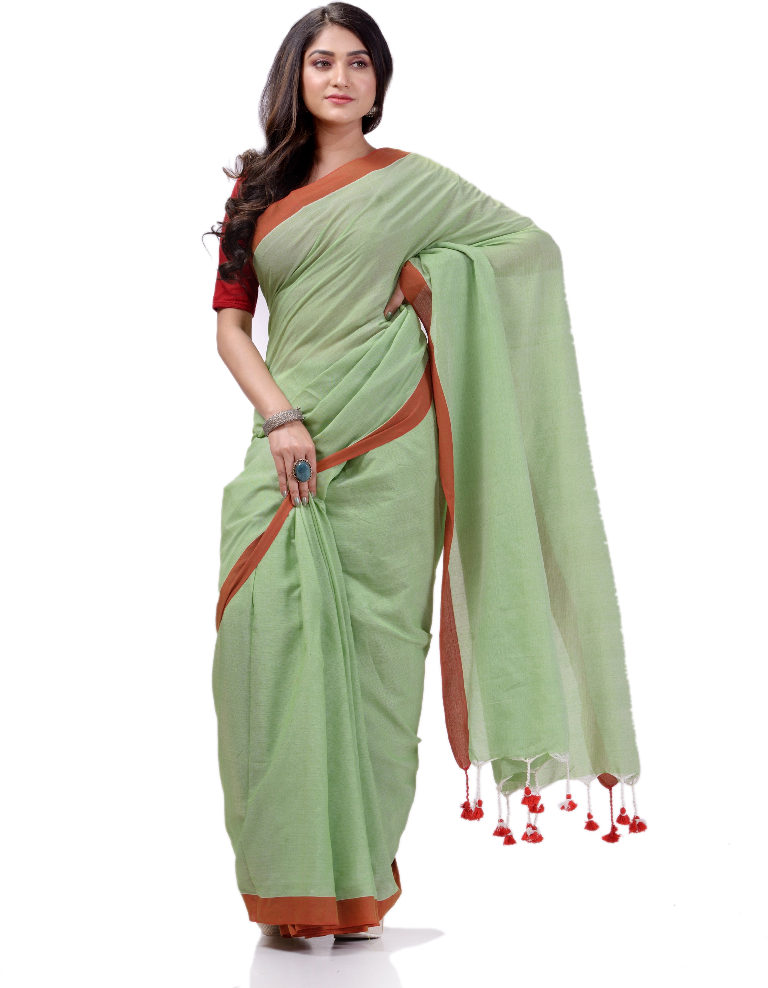 Desh Bidesh Woven Handloom Handloom Pure Cotton Saree (Green) - Distacart