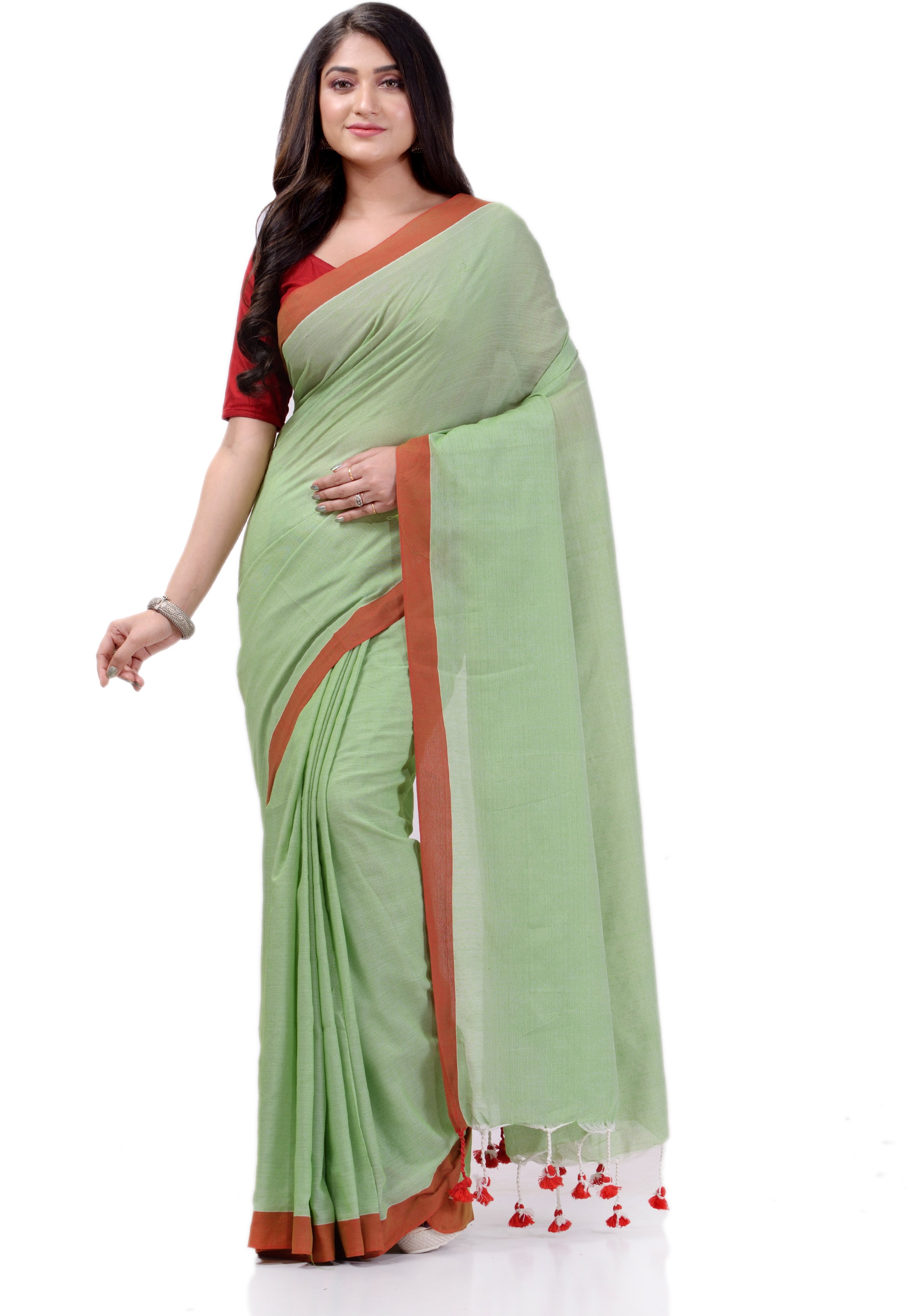 Desh Bidesh Woven Handloom Handloom Pure Cotton Saree (Green) - Distacart