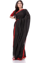 Thumbnail for Desh Bidesh Woven Handloom Handloom Pure Cotton Saree (Black) - Distacart