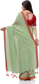 Thumbnail for Desh Bidesh Woven Handloom Handloom Pure Cotton Saree (Green) - Distacart