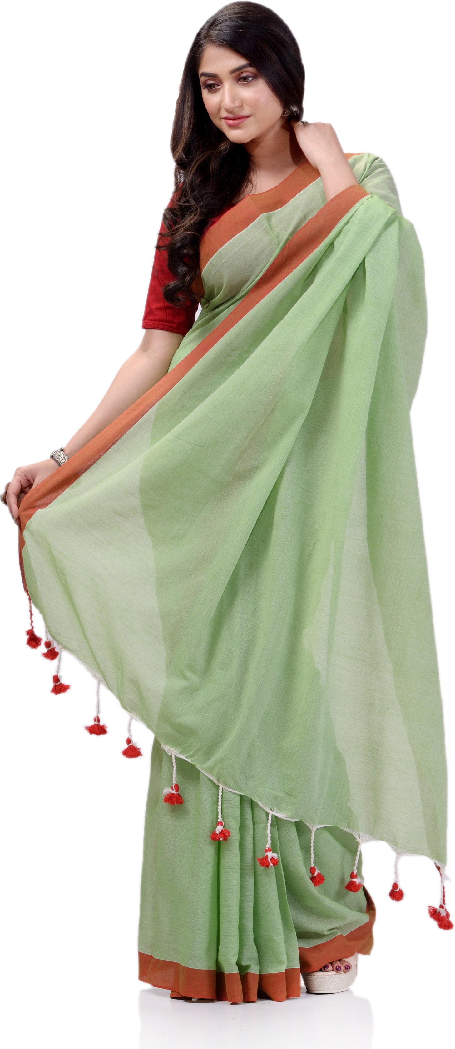 Desh Bidesh Woven Handloom Handloom Pure Cotton Saree (Green) - Distacart