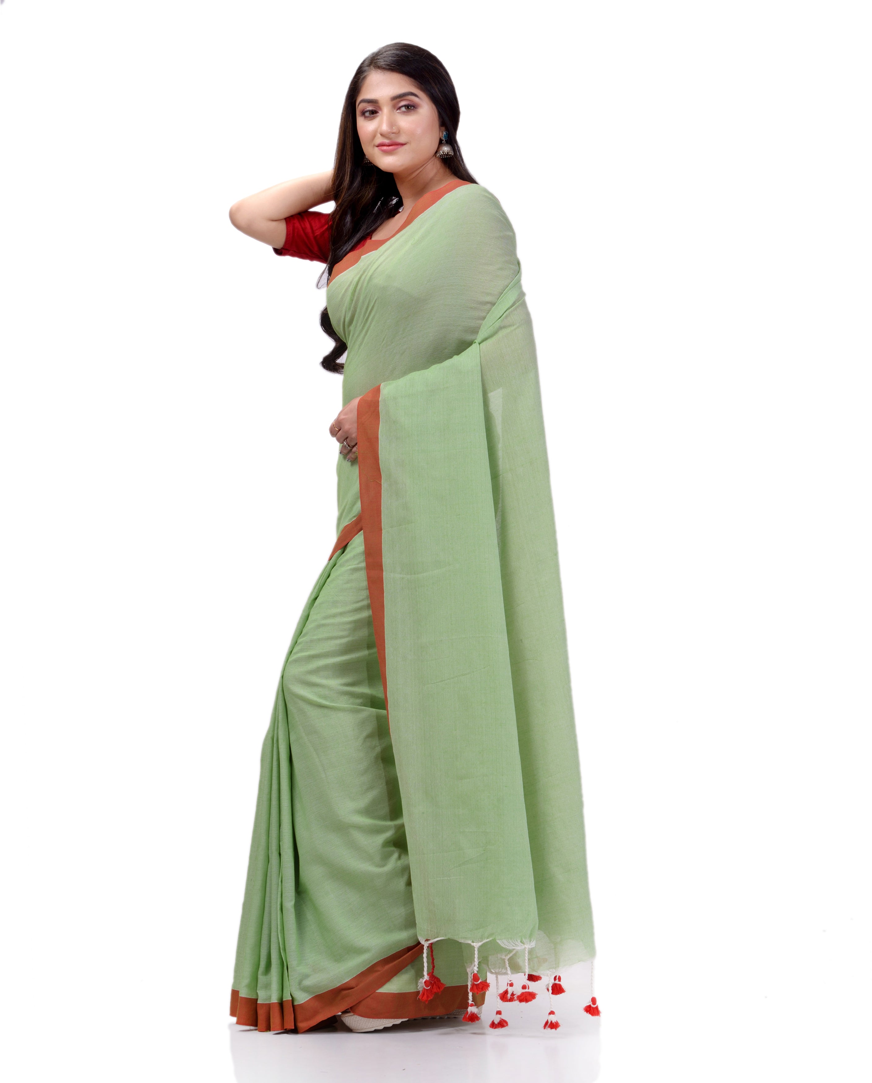 Desh Bidesh Woven Handloom Handloom Pure Cotton Saree (Green) - Distacart