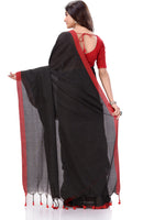Thumbnail for Desh Bidesh Woven Handloom Handloom Pure Cotton Saree (Black) - Distacart