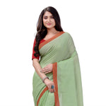 Thumbnail for Desh Bidesh Woven Handloom Handloom Pure Cotton Saree (Green) - Distacart